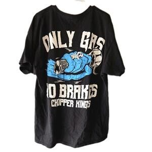 CHOPPER KINGS BLACK ONLY GAS NO BRAKES MENS T SHIRT SIZE XL